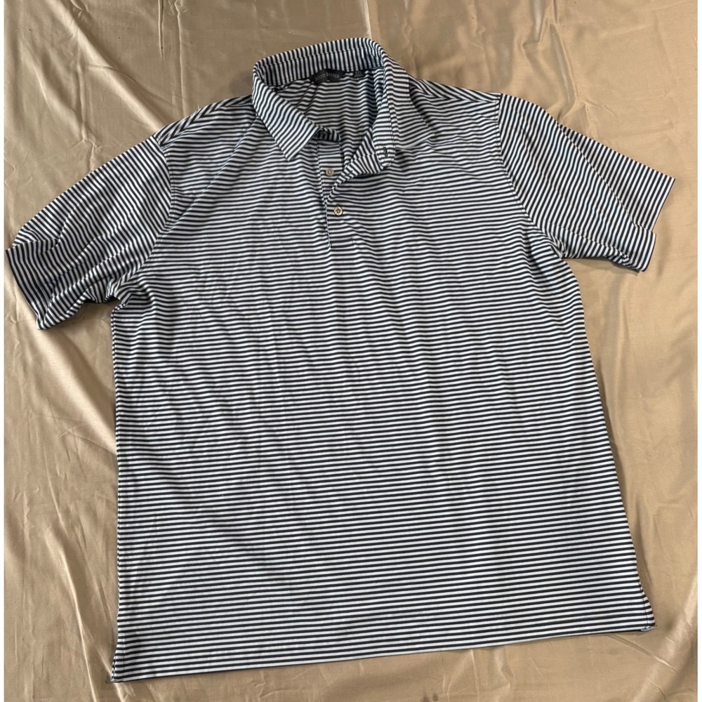 Scott Barber Mens‎ XL Blue Navy Striped Short Sleeve Polo Golf Shirt